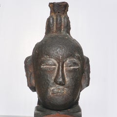 Song to Ming Dynasty Cast Iron Daoist Buddhist Head