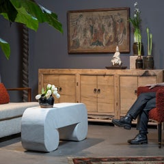 Ming Dynasty Chinese Mural Painting of Buddha Flanked by Attendants