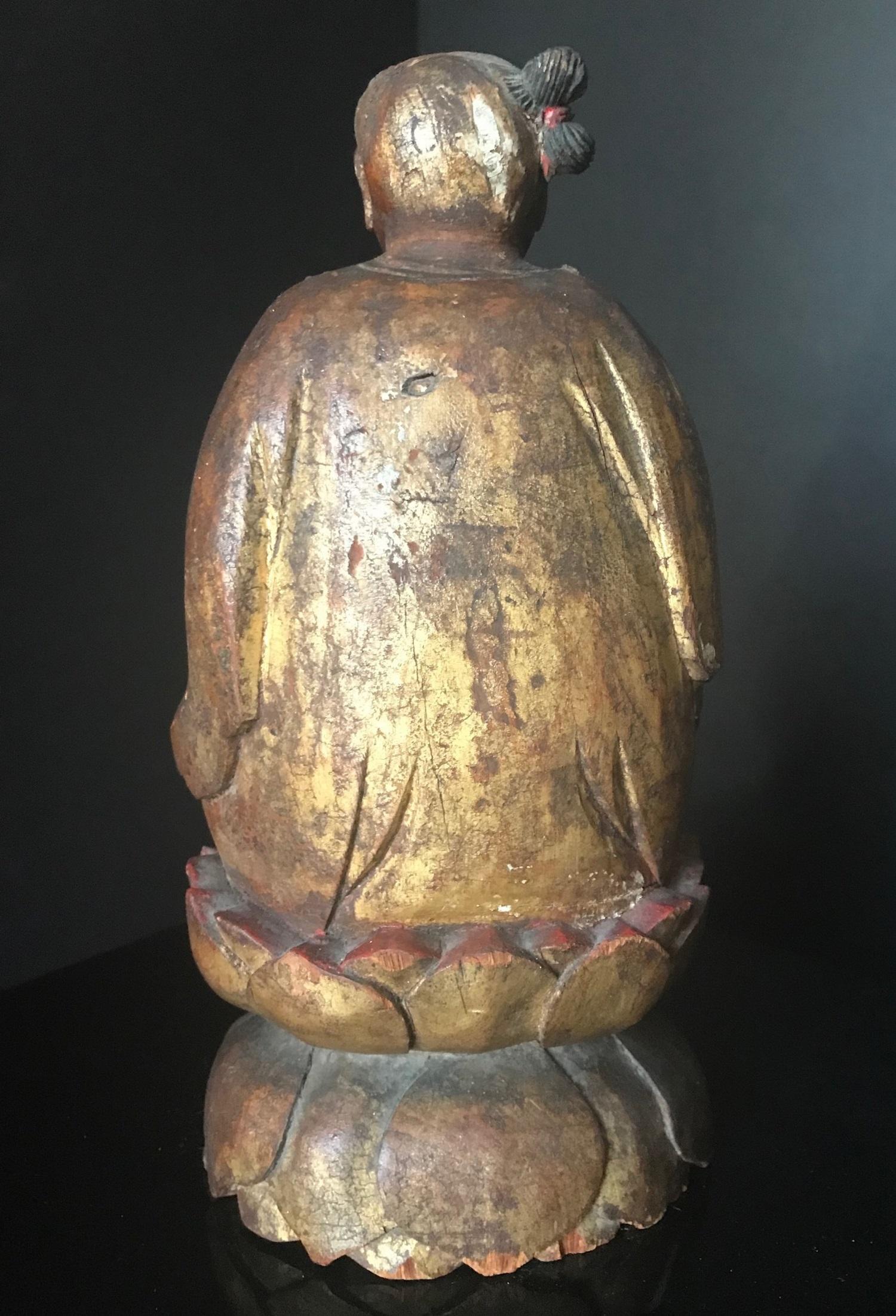 Mid-19th Century Chinese Wood Carved Daoist Immortal 4