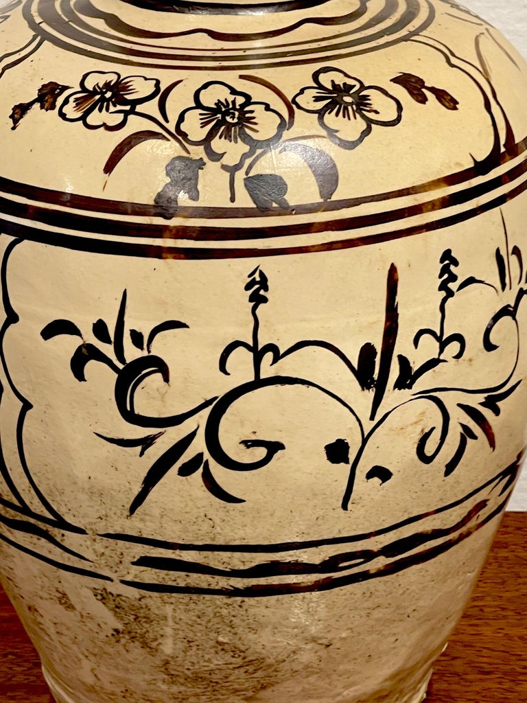 Ming Dynasty Cizhou Stoneware 'Flowers & Bamboo' Vase #2* For Sale 6