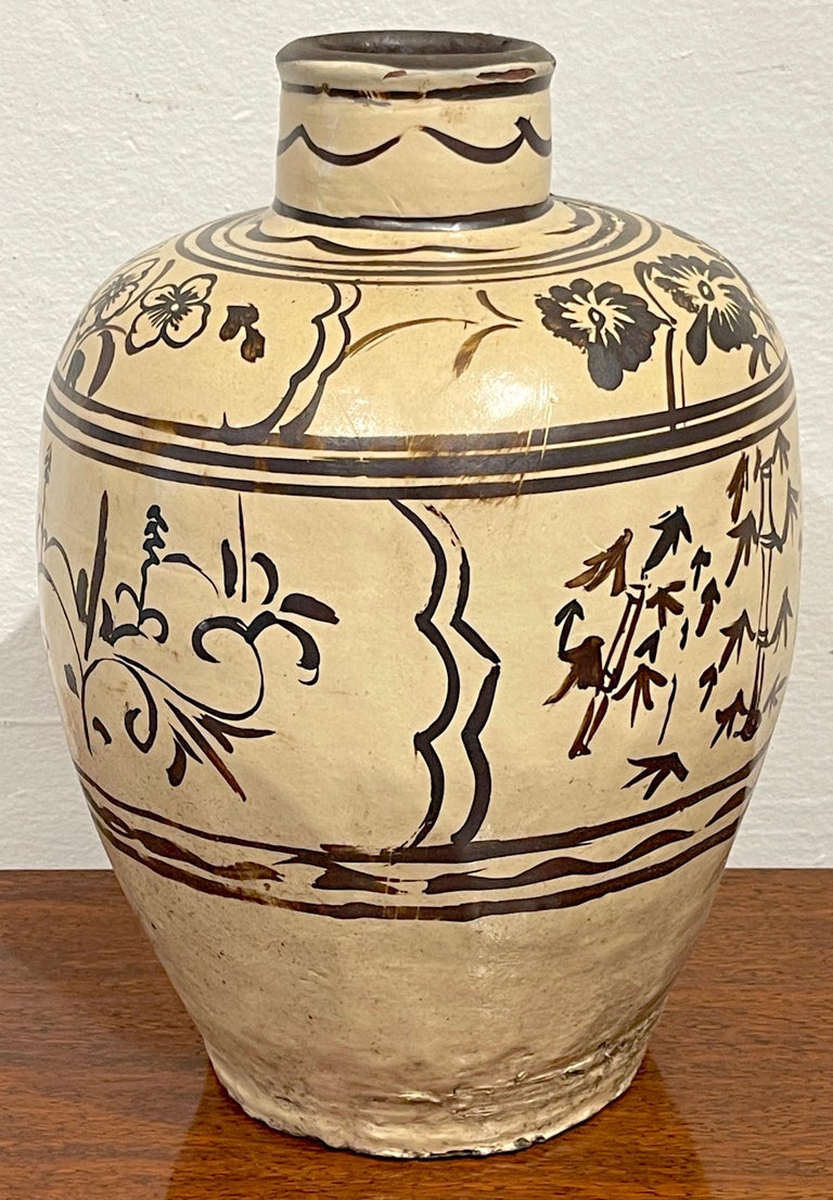 Ming Dynasty Cizhou Stoneware 'Flowers & Bamboo' Vase #2* For Sale 2