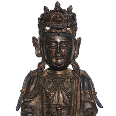 Ming Dynasty Gilt Lacquered Bronze Figure of Guanyin Buddha