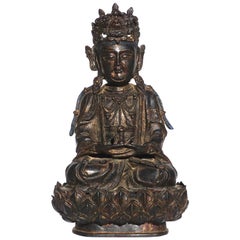 Ming Dynasty Gilt Lacquered Bronze Figure of Guanyin Buddha