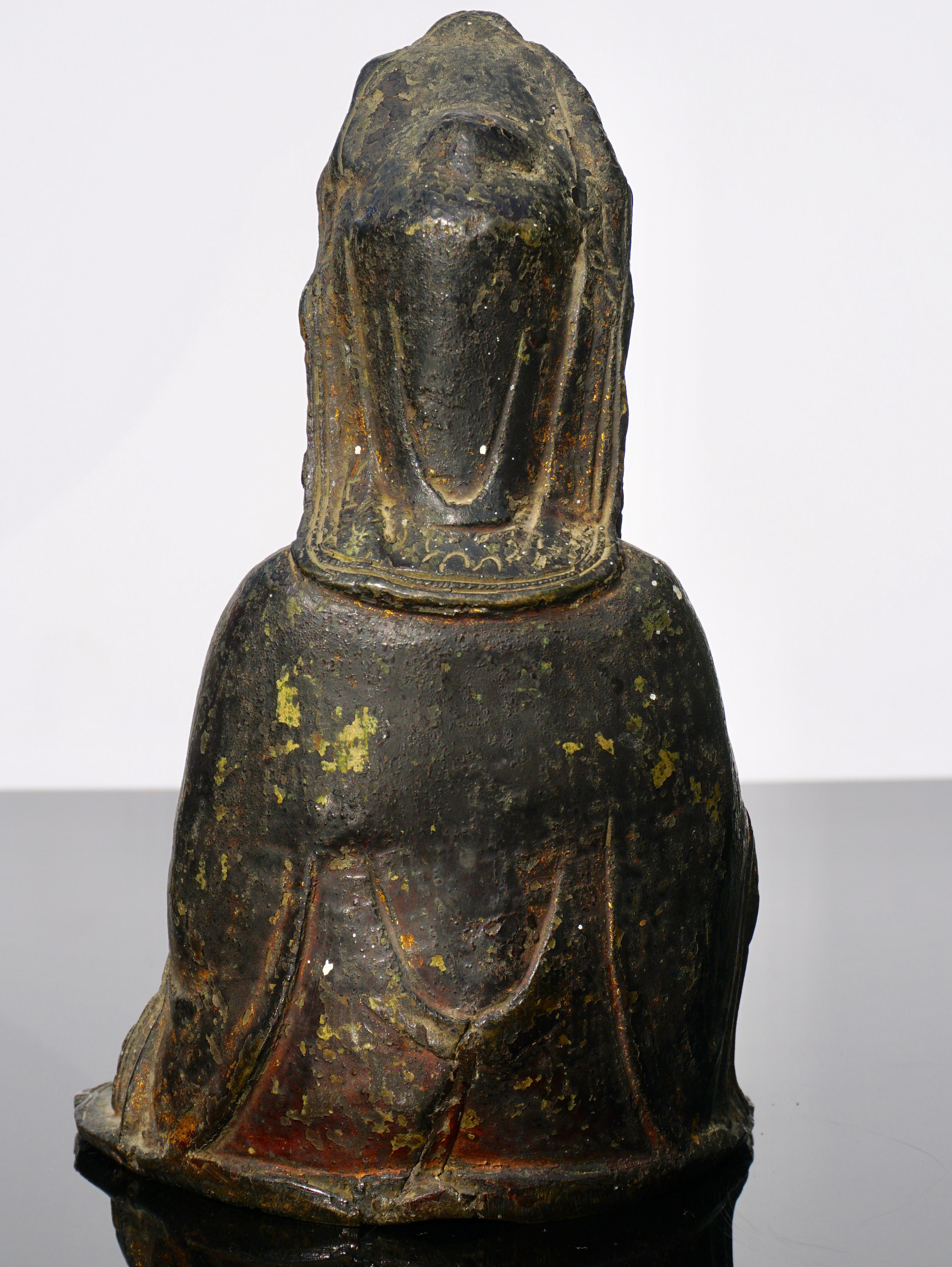 18th Century and Earlier Ming Dynasty Gilt Lacquered Bronze Songzi Guanyin