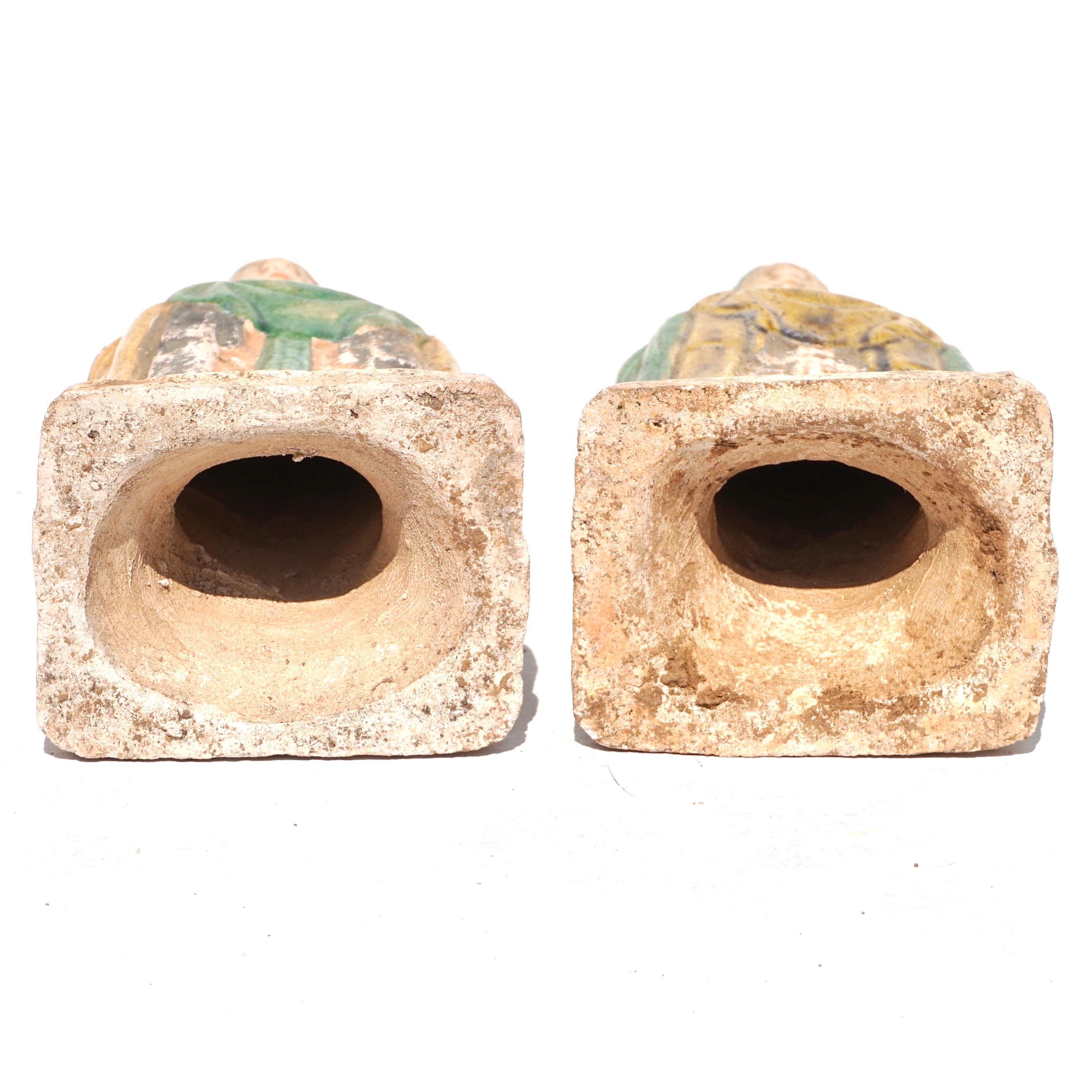 Ming Dynasty Glazed Pottery Tomb Attendants with Zodiac Animals In Good Condition For Sale In Dallas, TX
