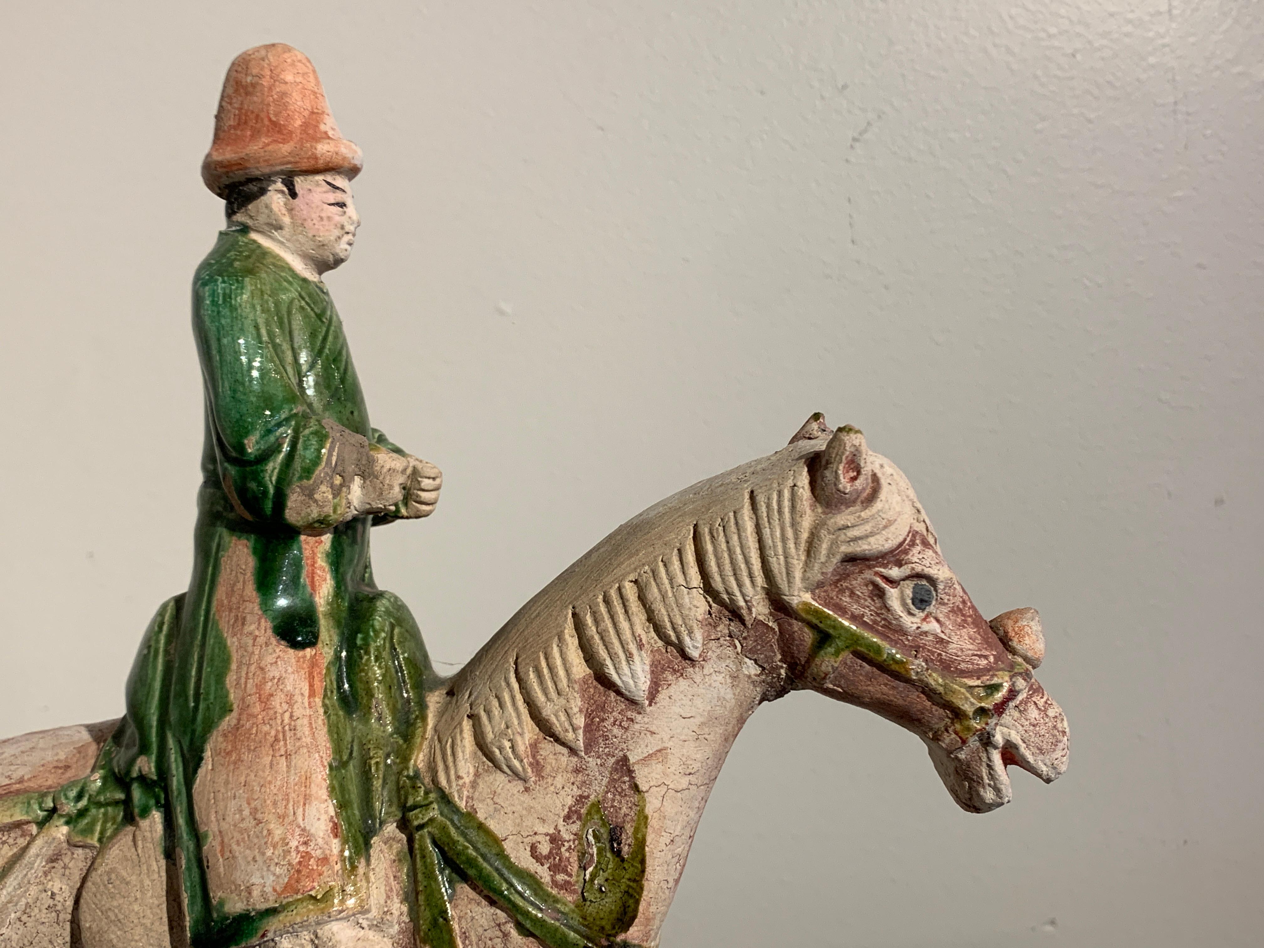 Ming Dynasty Green Glazed Horse and Rider with Attendant, 16th Century, China 3