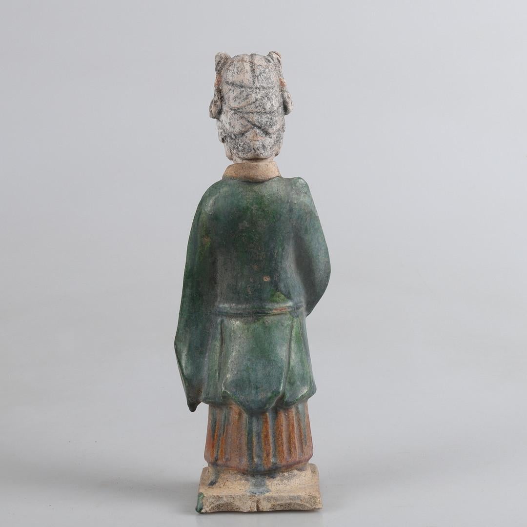 Ming Dynasty Green Glazed Teracotta Tomb Statue of a Woman, China In Good Condition For Sale In Basel, BS