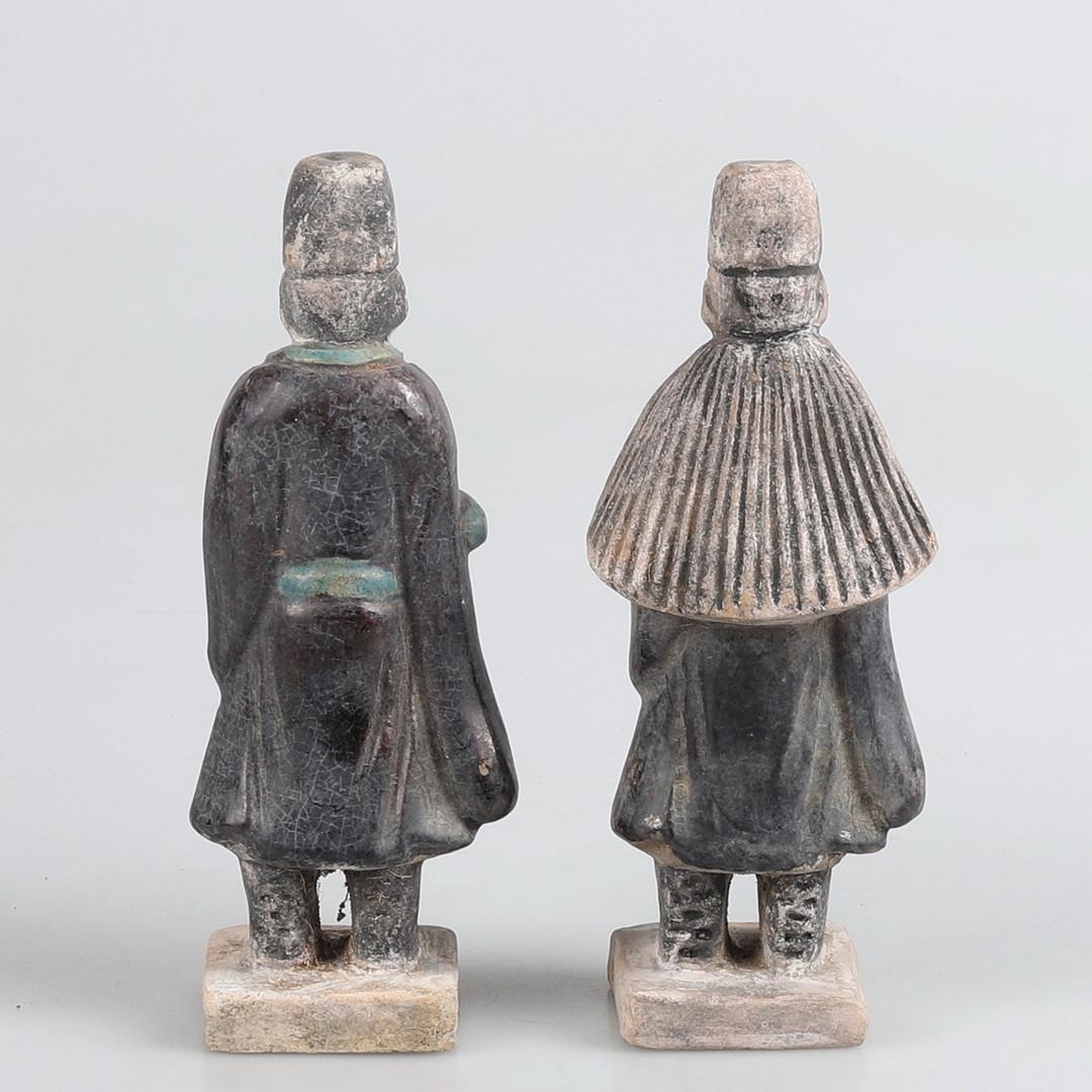 Ming Dynasty, Pair of Green Glazed Terracotta Tomb Statues, China In Good Condition For Sale In Basel, BS