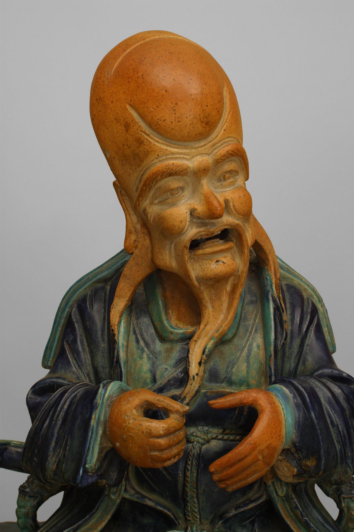 Ming Dynasty Porcelain Shou Lau Figure In Good Condition For Sale In New York, NY
