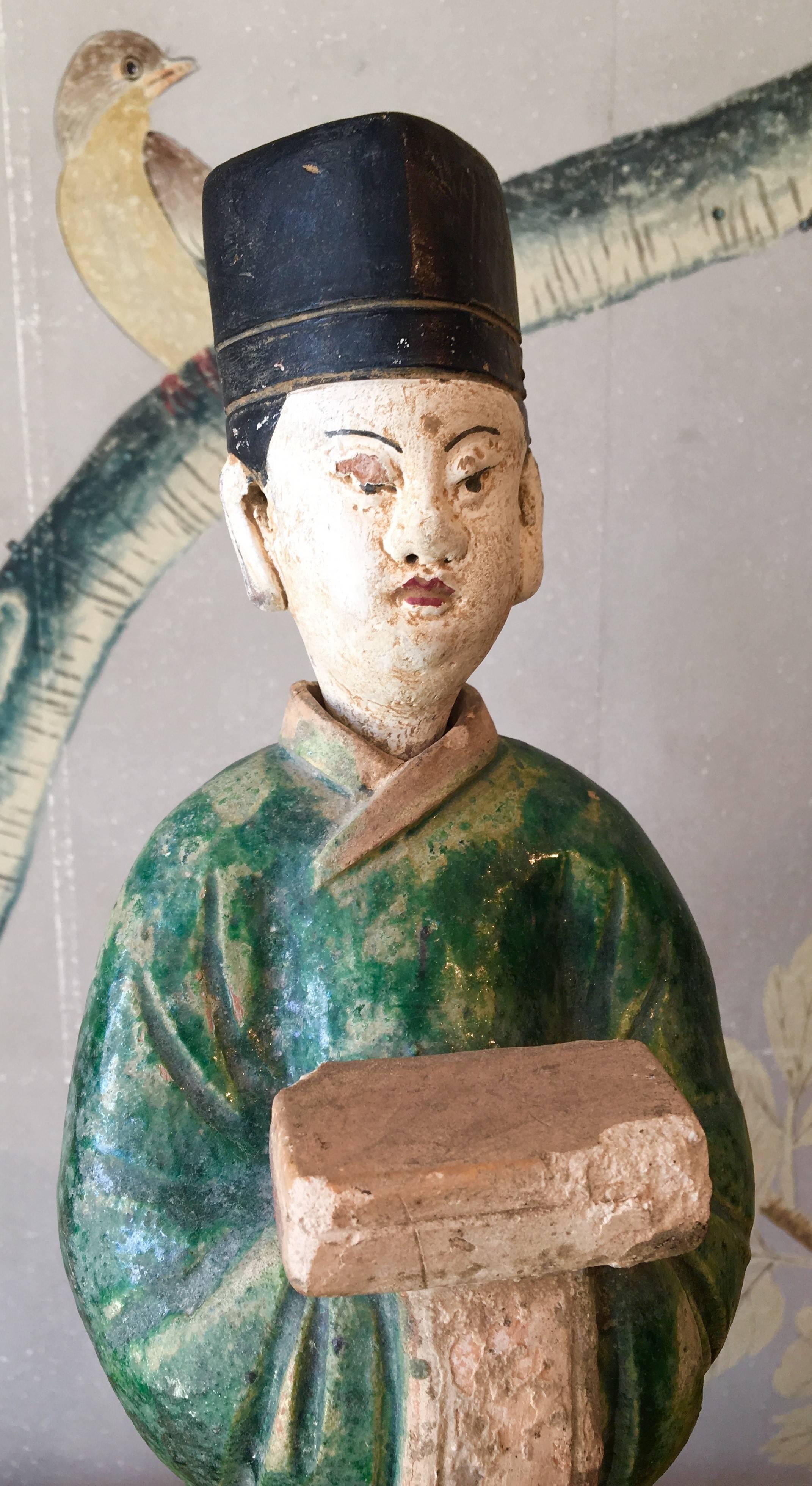 Hand-Painted Ming Dynasty Pottery Figure For Sale