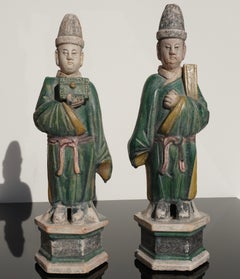 Ming Dynasty Sancai Glaze Dignitary Tomb Attendants 16th Century