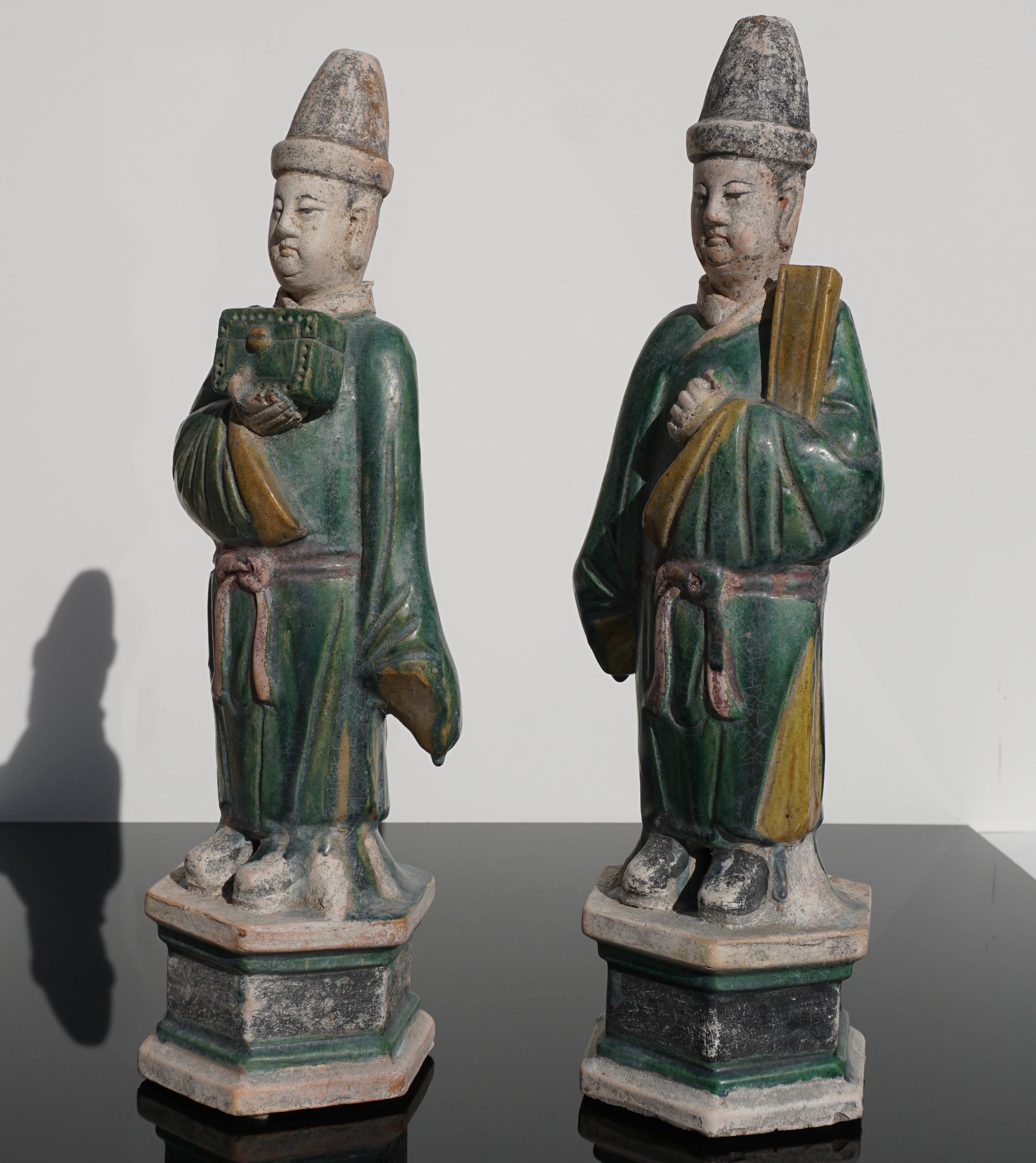Chinese Ming Dynasty Sancai Glaze Dignitary Tomb Attendants 16th Century