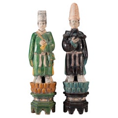 Figuras sepulcrales dignatarias esmaltadas de la dinastía Ming Sancai