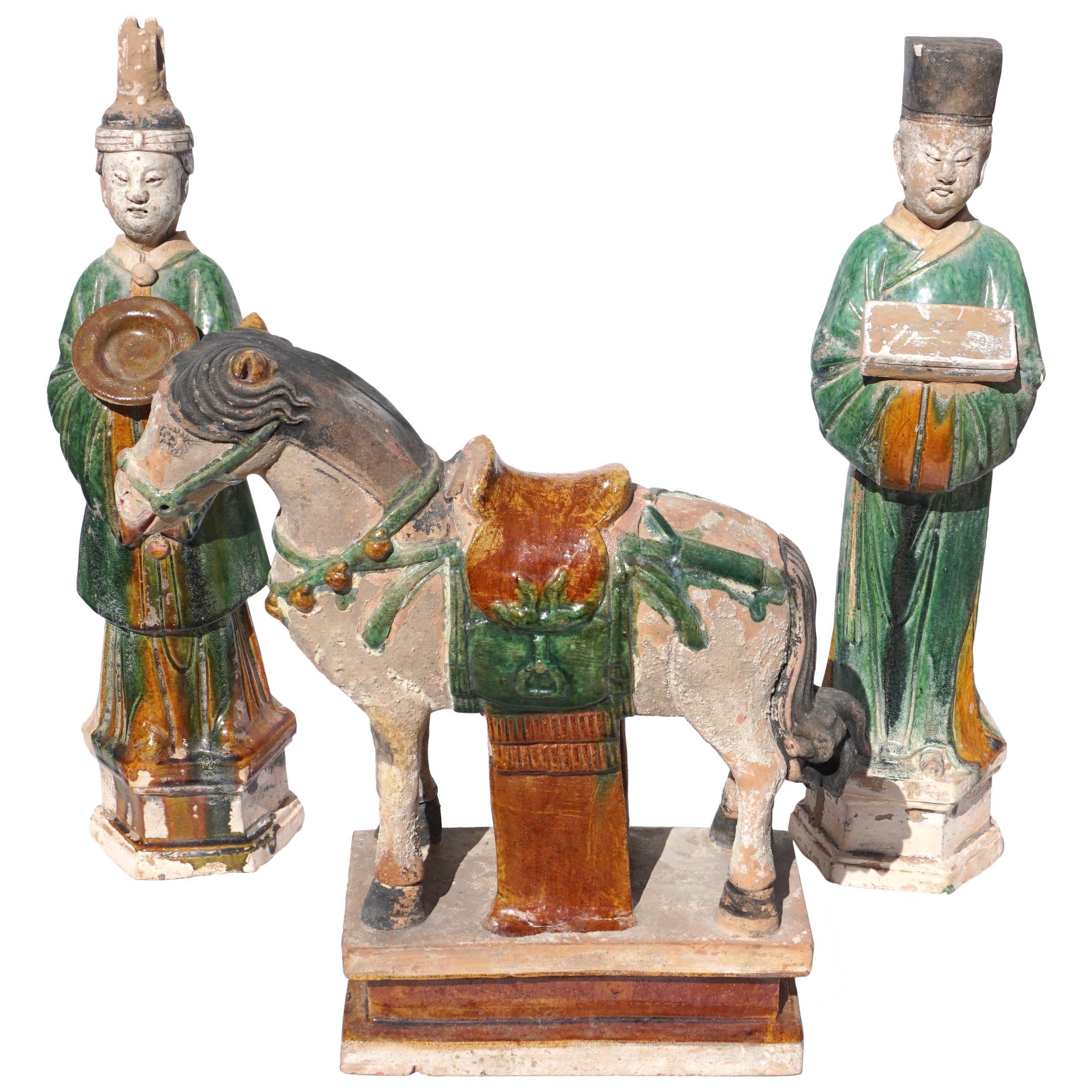 Ming Dynasty Sancai Glazed Horse and Tomb Figures