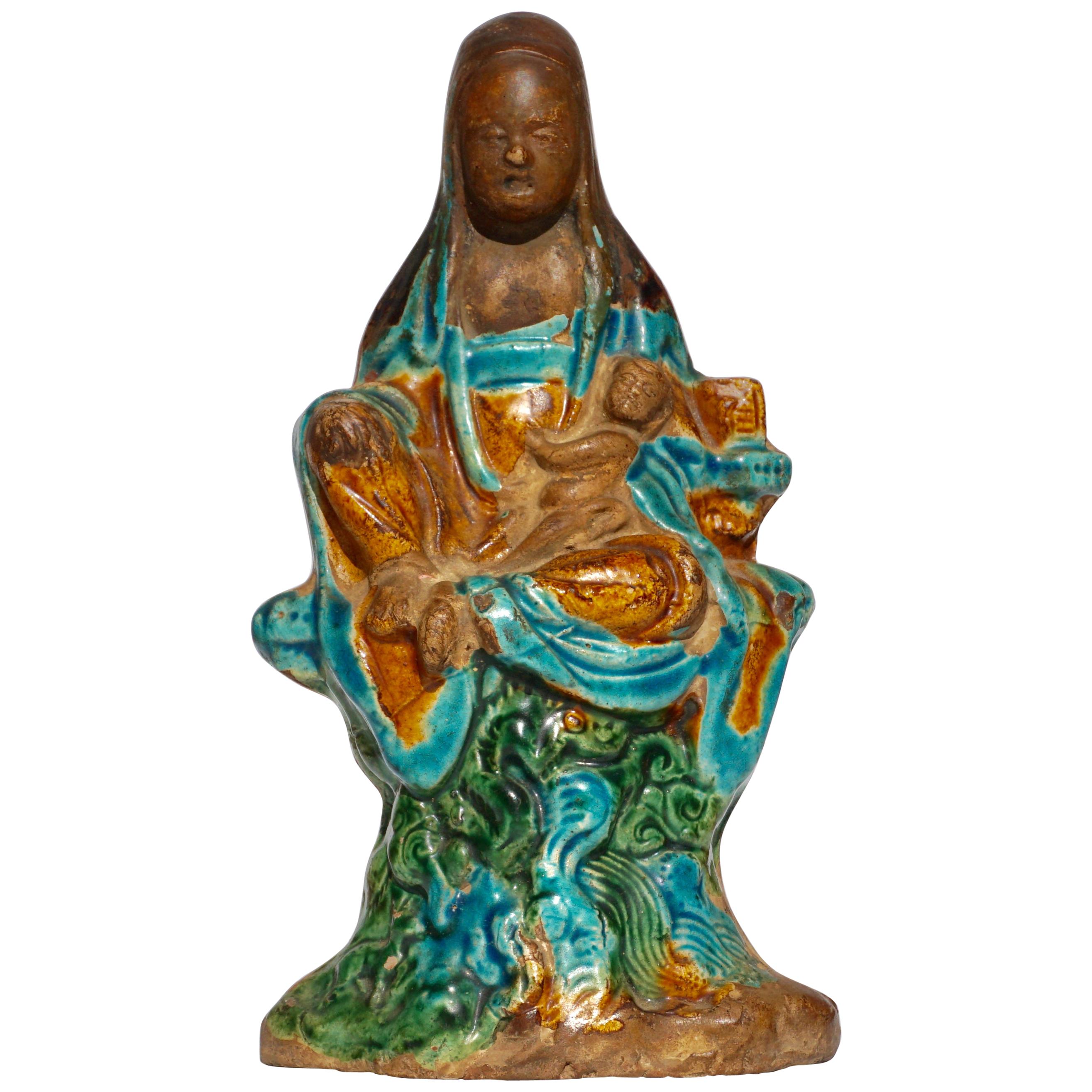 Ming Dynasty Songzi Guanyin with Child For Sale