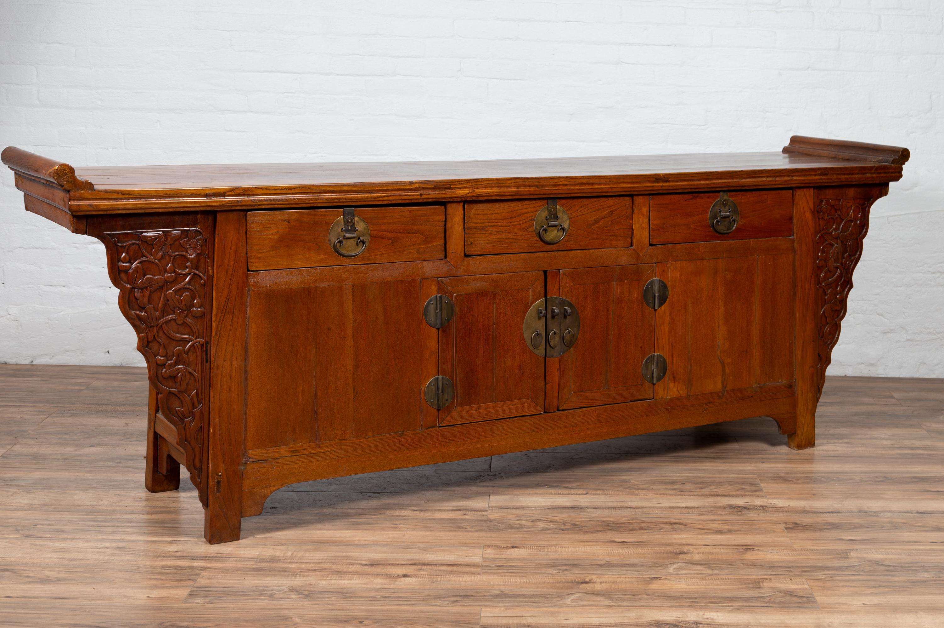 Ming Dynasty Style Altar Cabinet with Everted Flanges and Carved Spandrels 5