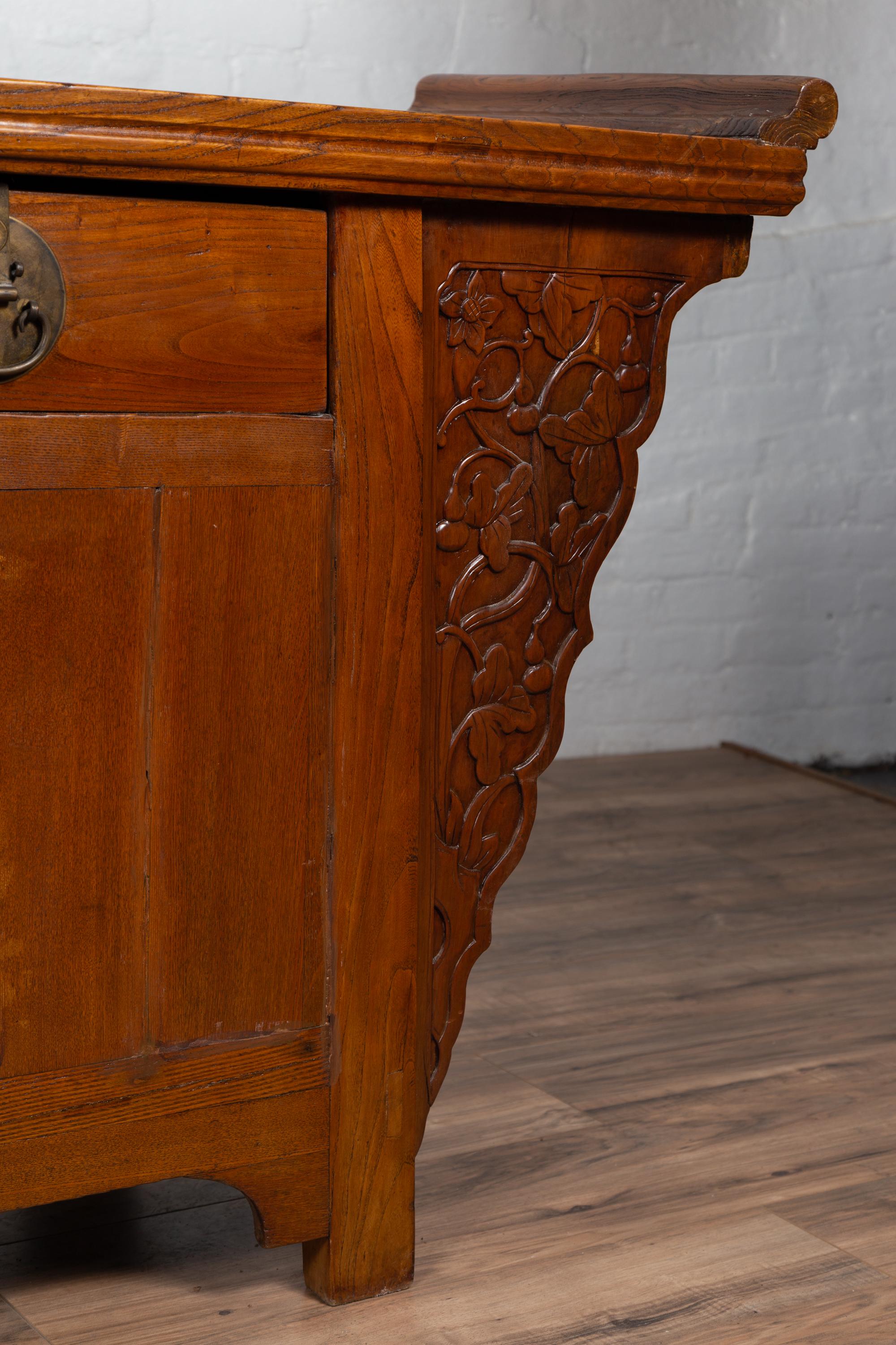 Ming Dynasty Style Altar Cabinet with Everted Flanges and Carved Spandrels 2