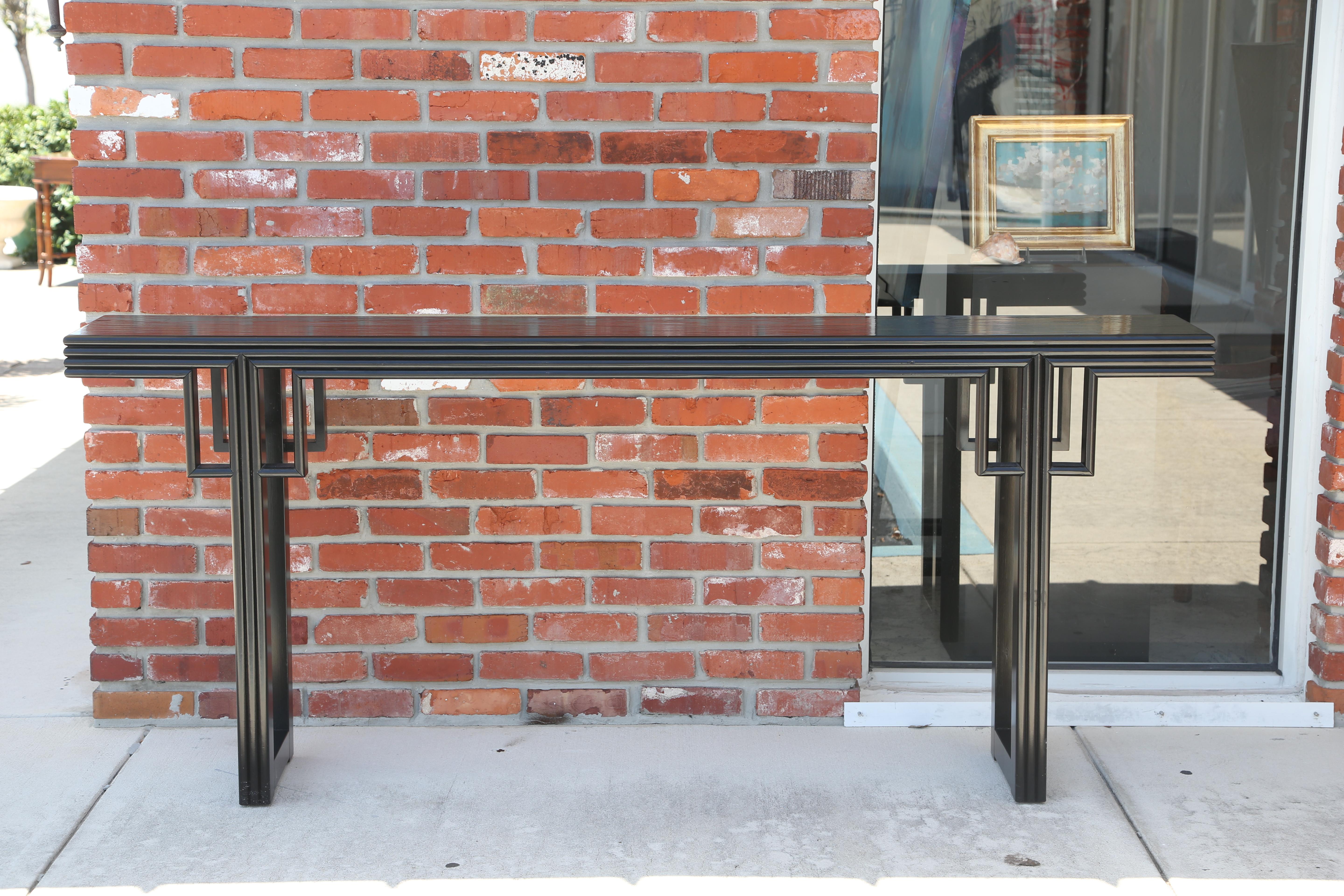 Ming Dynasty style black lacquer altar table.