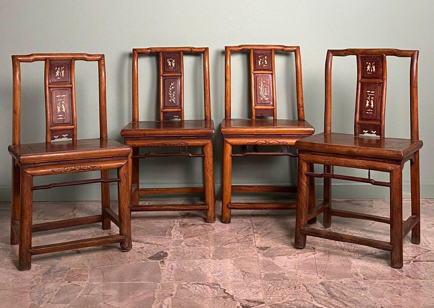 Hand-Crafted Ming Dynasty Style Four Chinese Ceremonial Chairs For Sale