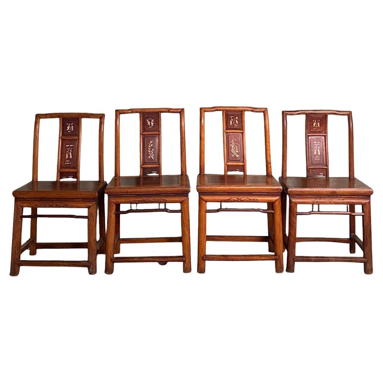Ming Dynasty Style Four Chinese Ceremonial Chairs For Sale