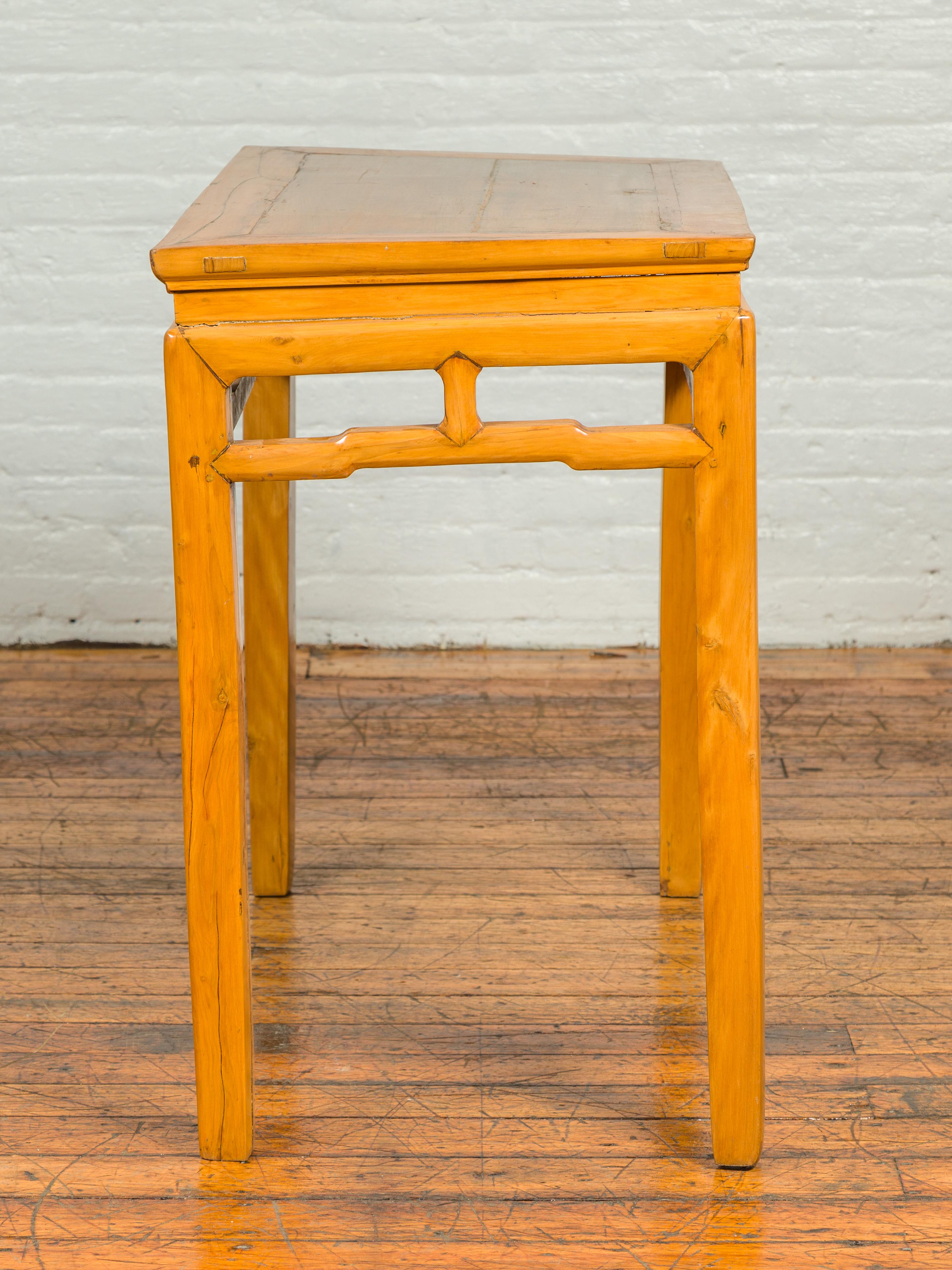 Ming Dynasty Style Vintage Elmwood Altar Console Table with Humpbacked Stretcher 5