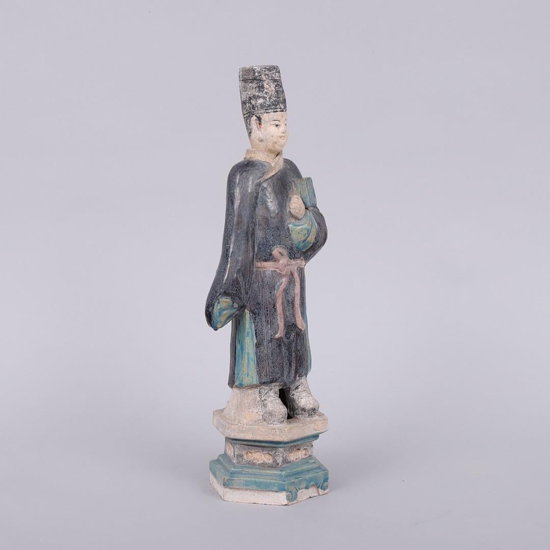 18th Century and Earlier Ming Dynasty Terracotta Green Glazed Tomb Statue, China For Sale