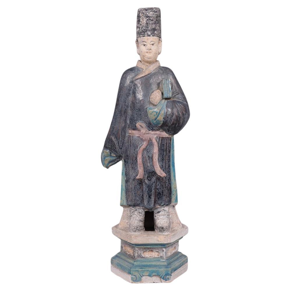 Ming Dynasty Terracotta Green Glazed Tomb Statue, China For Sale