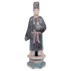 Antique Ming Dynasty Terracotta Green Glazed Tomb Statue, China