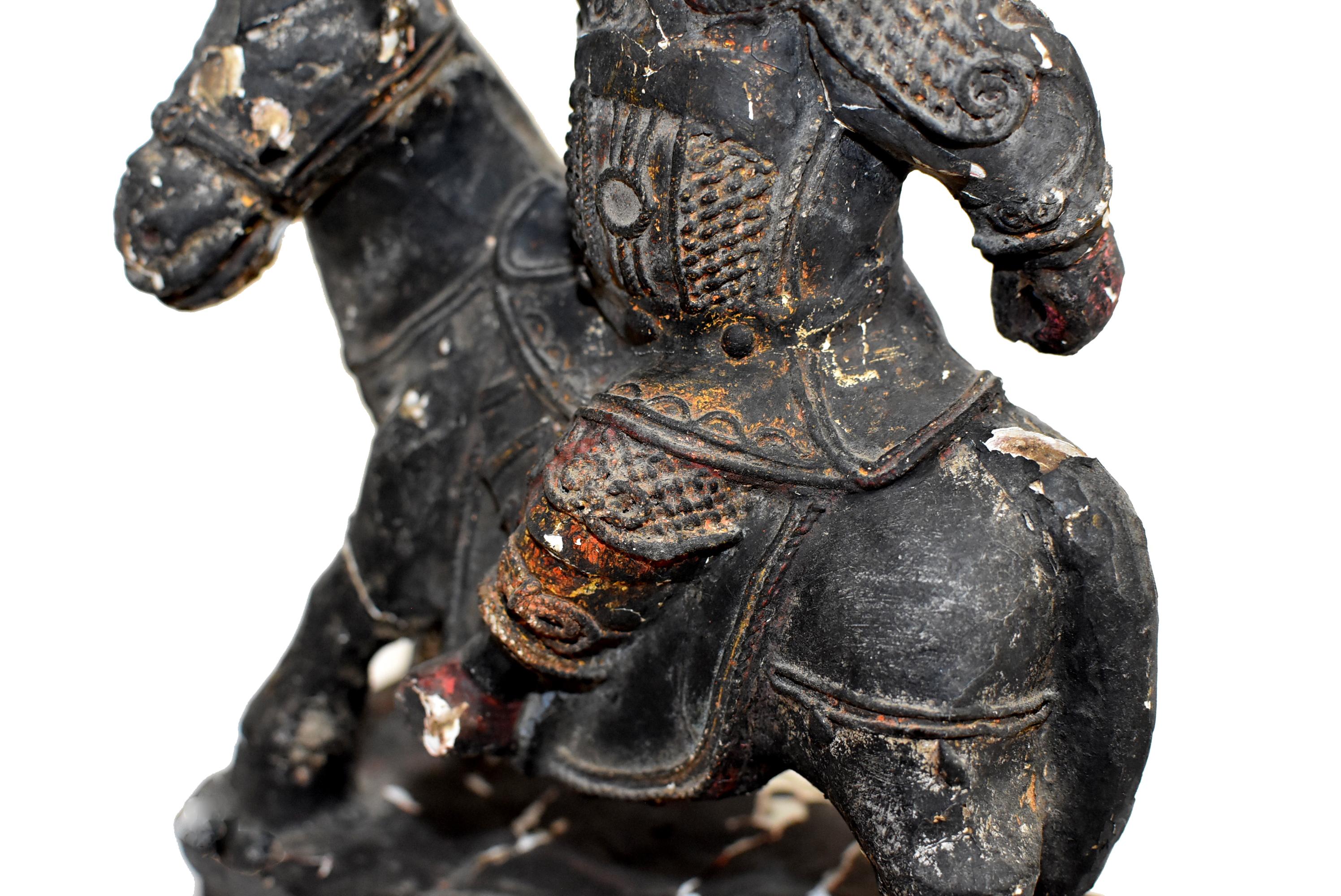 Hand-Carved Ming Warrior Statue For Sale