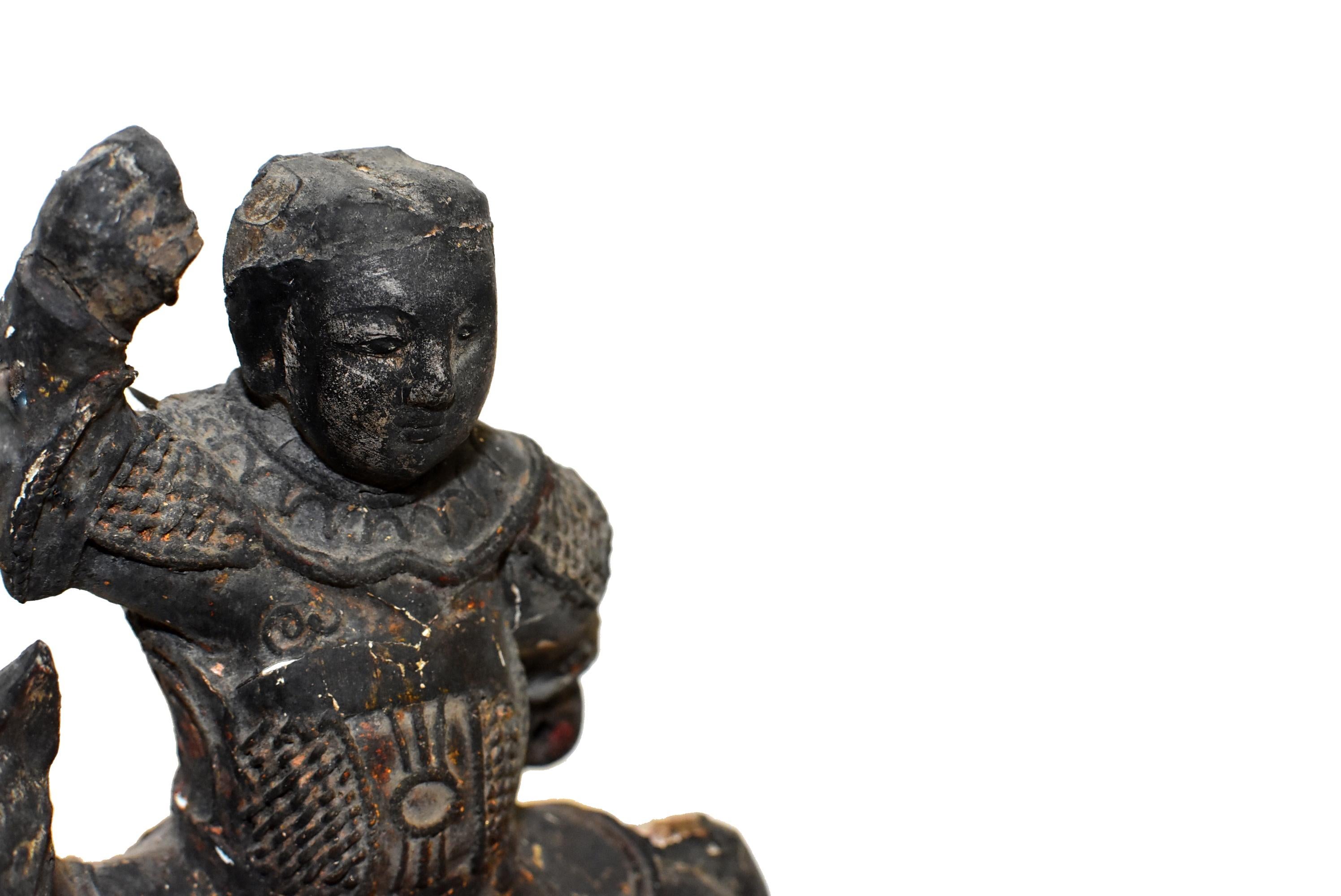 Bois Statue d'un guerrier de Ming en vente