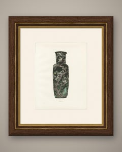Ming Famille Noire Tall Cylindrical Vase with Prunus and Finches, 1911