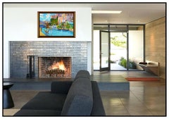 Ming Feng Large Oil Original Painting On Canvas Signed Italian Landscape Venice