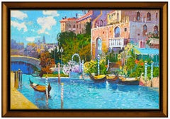 Ming Feng Large Oil Original Painting On Canvas Signed Italian Landscape Venice