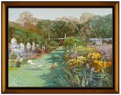Ming Feng Large Original Painting On Canvas Signed Flower Garden Framed Artwork