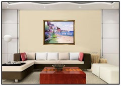 Ming Feng Original Oil Painting On Canvas Large Seascape Water Boat Signed Art