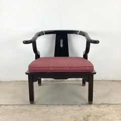 Ming-Inspired Black Lacquer Armchair in the Style of James Mont