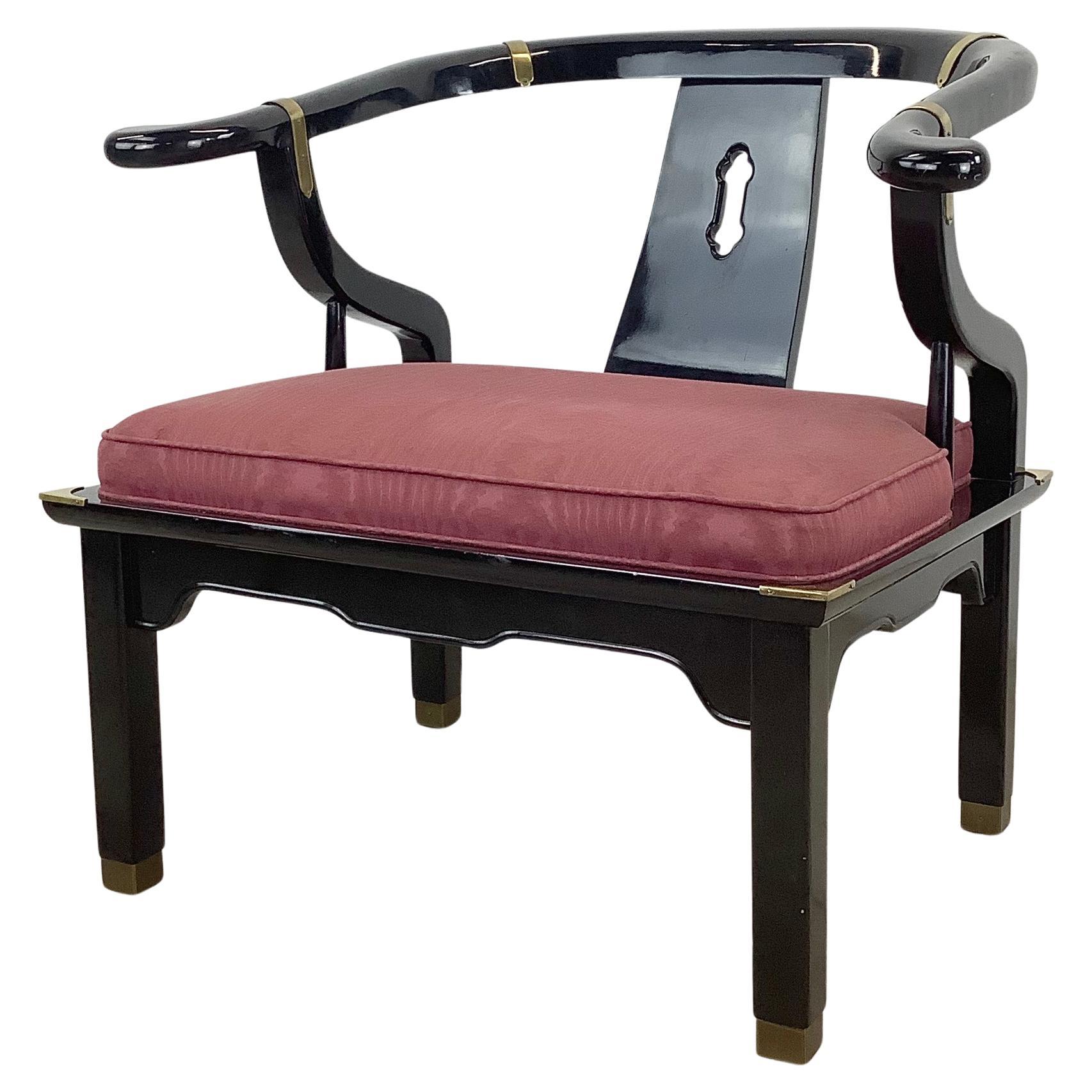 Poltrona in lacca nera ispirata a Ming Ming, nello stile di James Mont