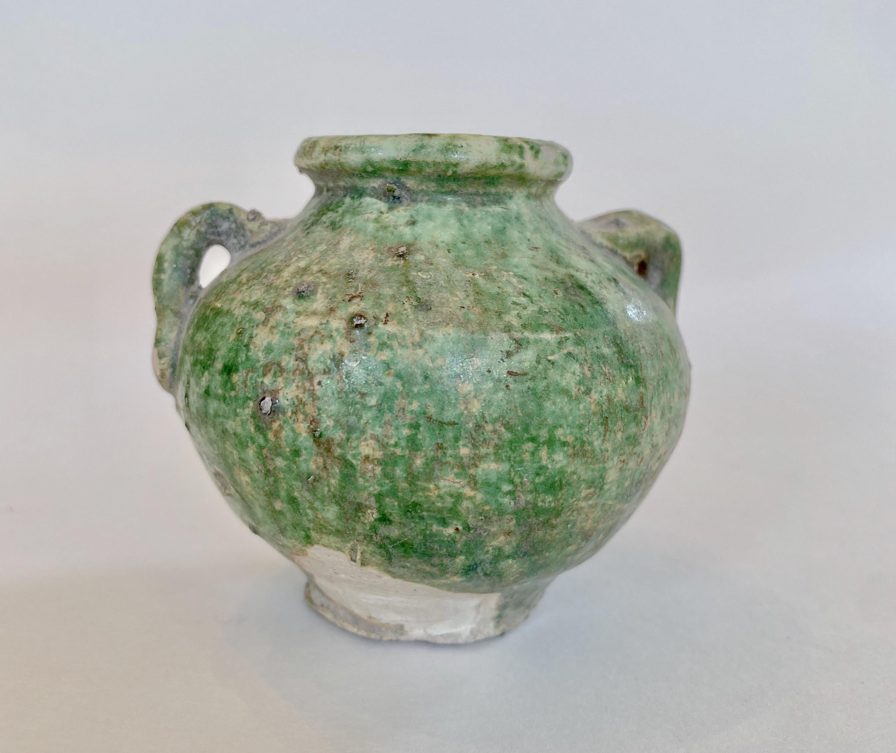 Chinese Ming Jarlet with Green Glaze For Sale