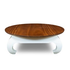 Ming Bein Mid Century Style Runde Sapele Topped Couchtisch Lackierte Beine Weiß