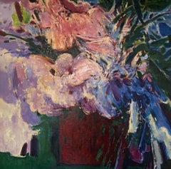 'Purple Bouquet'  Still Life Painting  Large Oil On Canvas By Ming Ming 