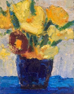 'Red Flower In A Yellow Bouquet' Still-Life Contemporary Art by Ming Ming