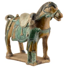 Antique Ming Period Horse and Rider Pottery Figure
