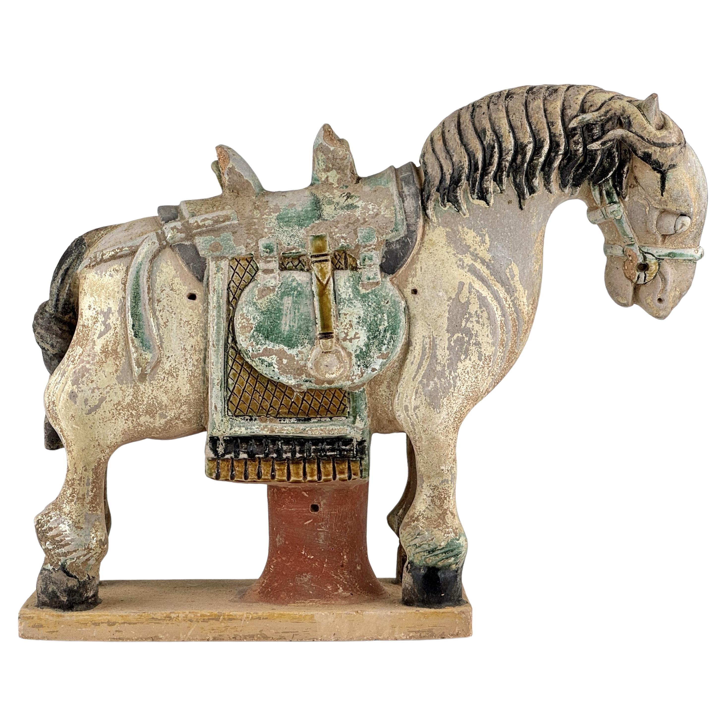 Ming Period Large Pottery Horse with Saddle (15-16th Century)