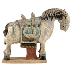 Ming Period Large Pottery Horse with Saddle (15-16th Century)