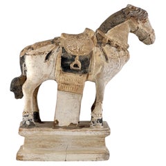 Ming Period Large Pottery Horse with Saddle (15-16th Century)