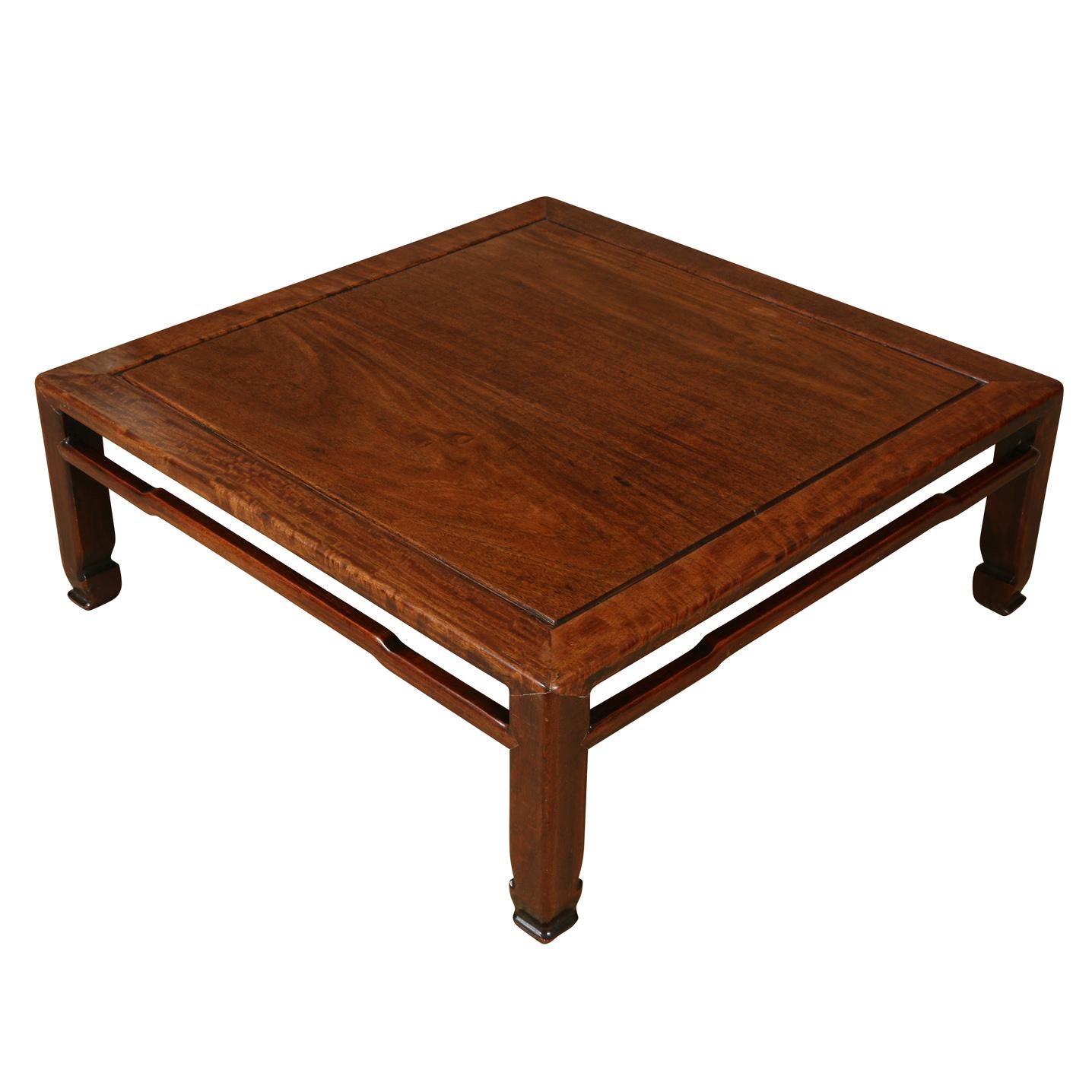 Ming style rosewood square coffee table with pierced apron.