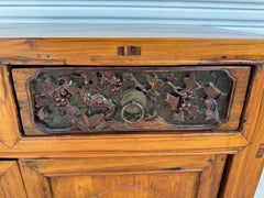 Ming Style 2 Door Wood Cabinet with Carved Drawer