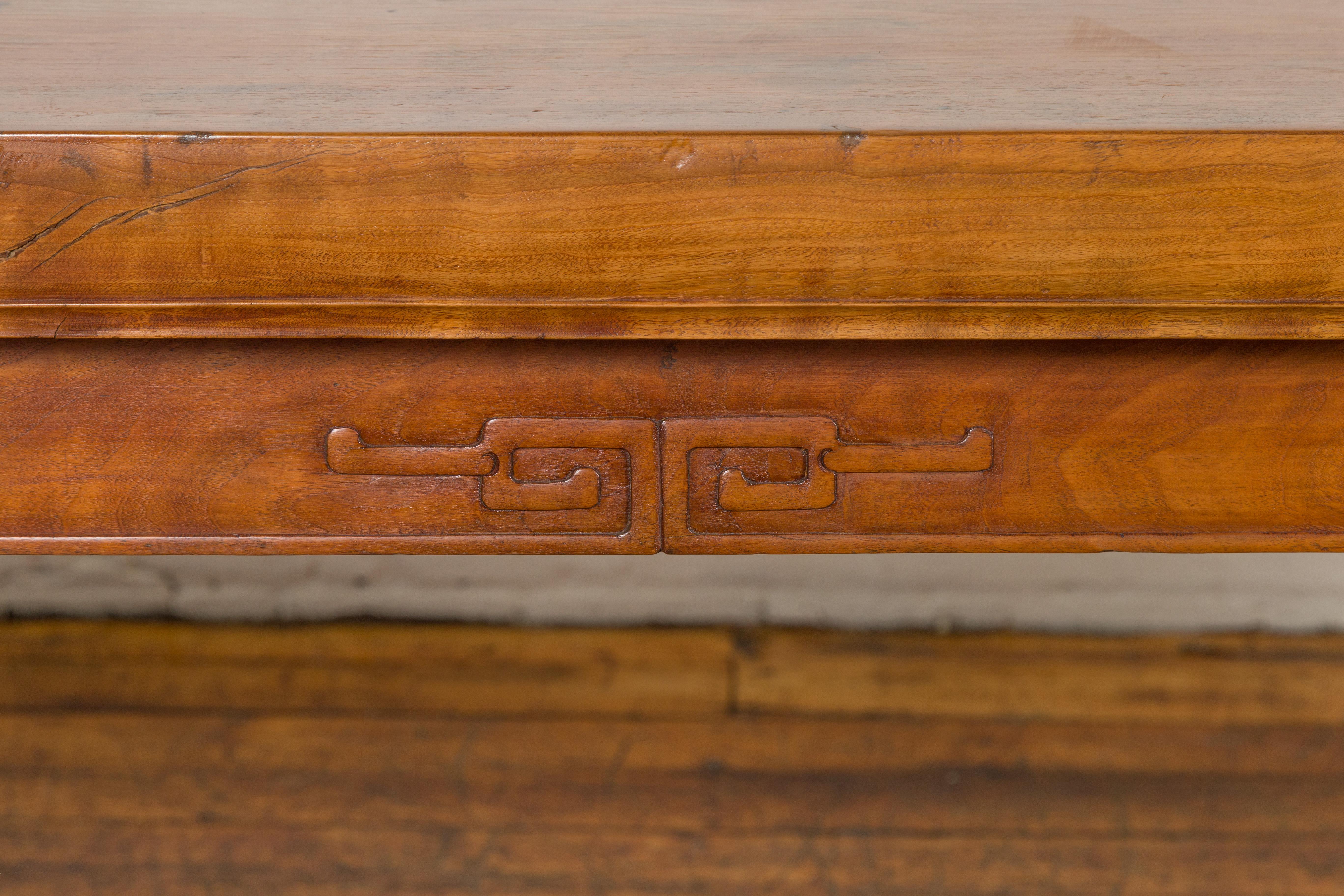 Wood Ming Style Altar Table with Everted Flanges, Cloud Motifs and Mythical Creatures For Sale