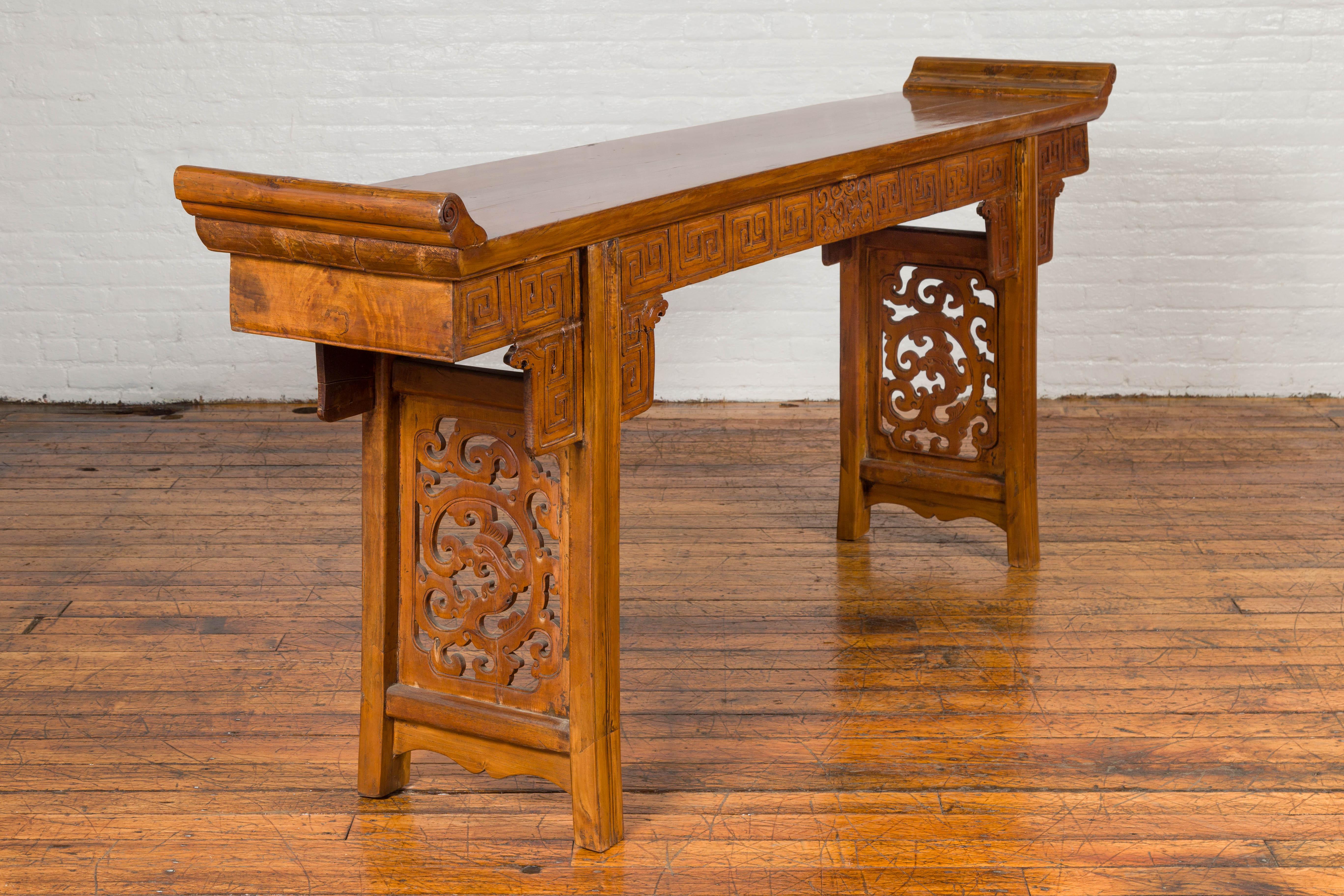 Ming Style Altar Table with Everted Flanges, Meander Apron and Cloud Motifs 6