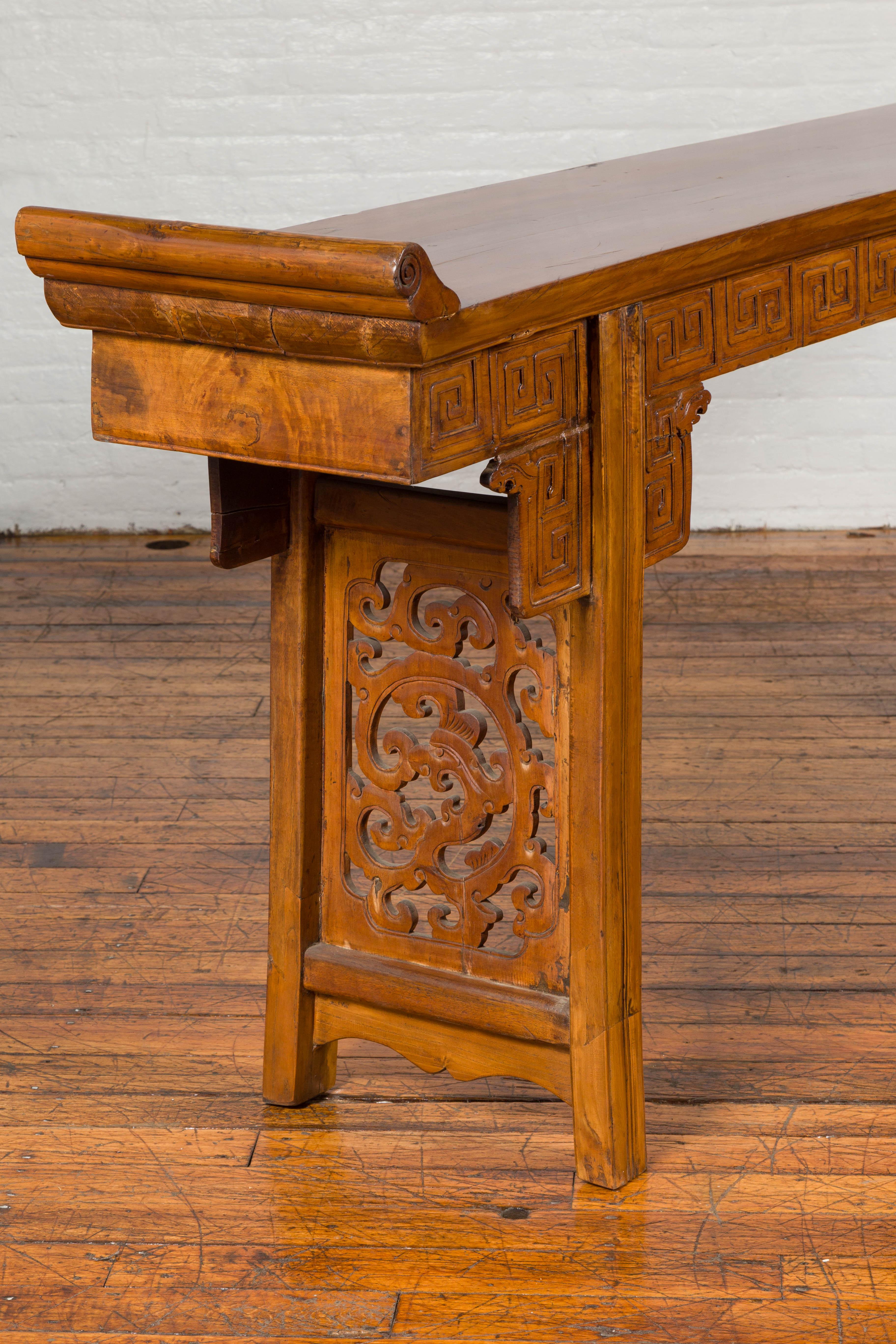 Ming Style Altar Table with Everted Flanges, Meander Apron and Cloud Motifs 7